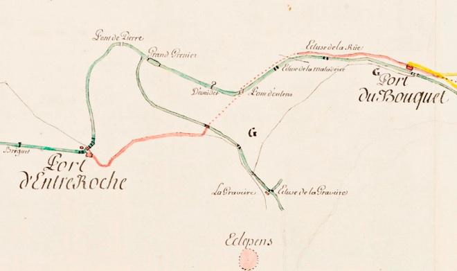 1759, carte géométrique du canal d'Entreroches par F.L. Haldimand.